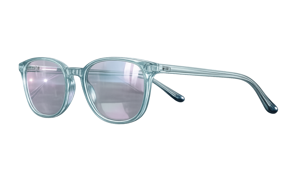 Teal Transparent Acetate Eyeglasses with Anti-Reflective Purple-Green Tint Lenses | Full-Rim Stylish Optical Frames