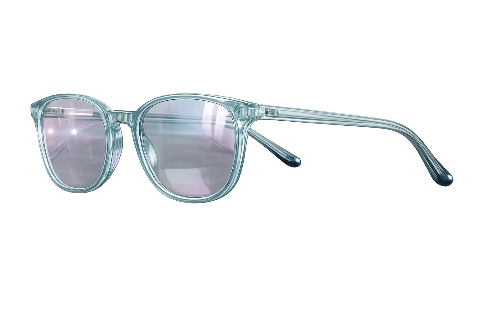 Teal Transparent Acetate Eyeglasses with Anti-Reflective Purple-Green Tint Lenses | Full-Rim Stylish Optical Frames