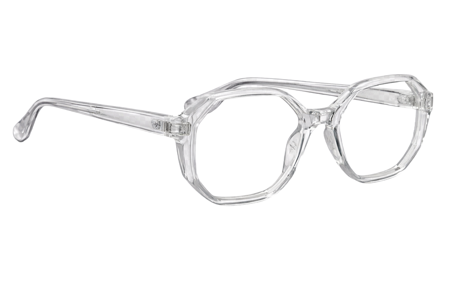 Clear Geometric Eyeglasses with Faceted Acetate Frame | Full-Rim Transparent Optical Frames for Men & Women