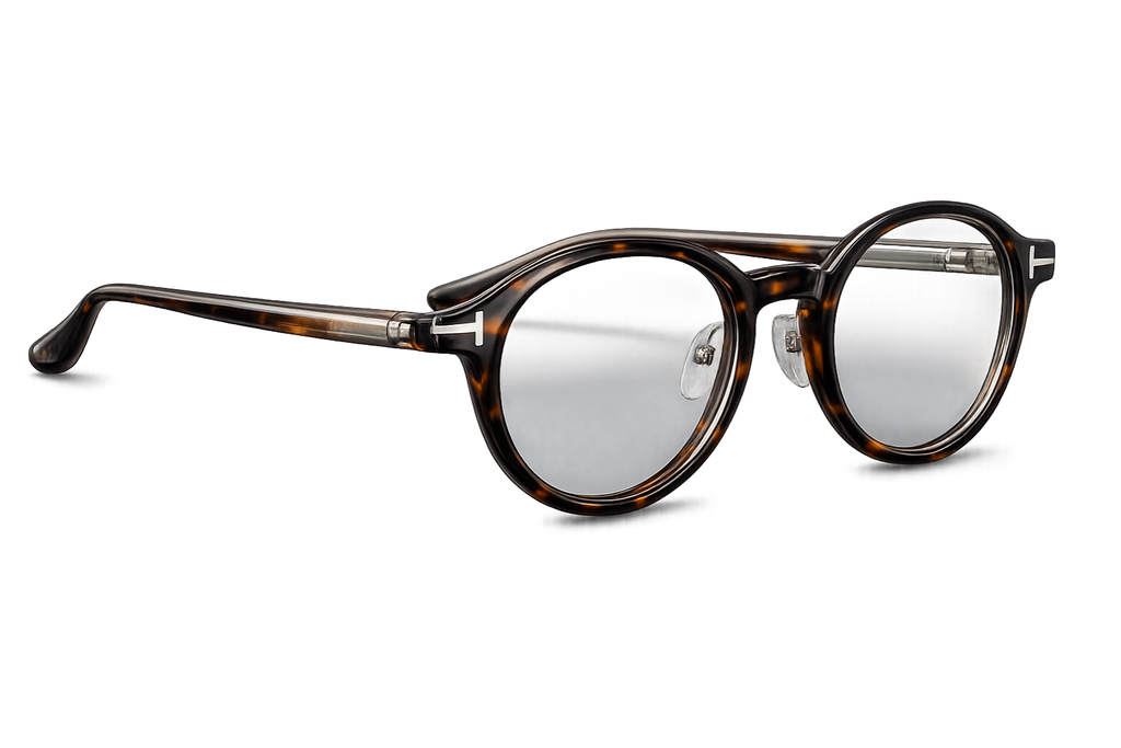 Tortoiseshell Round Acetate Eyeglasses with Metal T-Detail | Full-Rim Classic Optical Frames for Men & Women