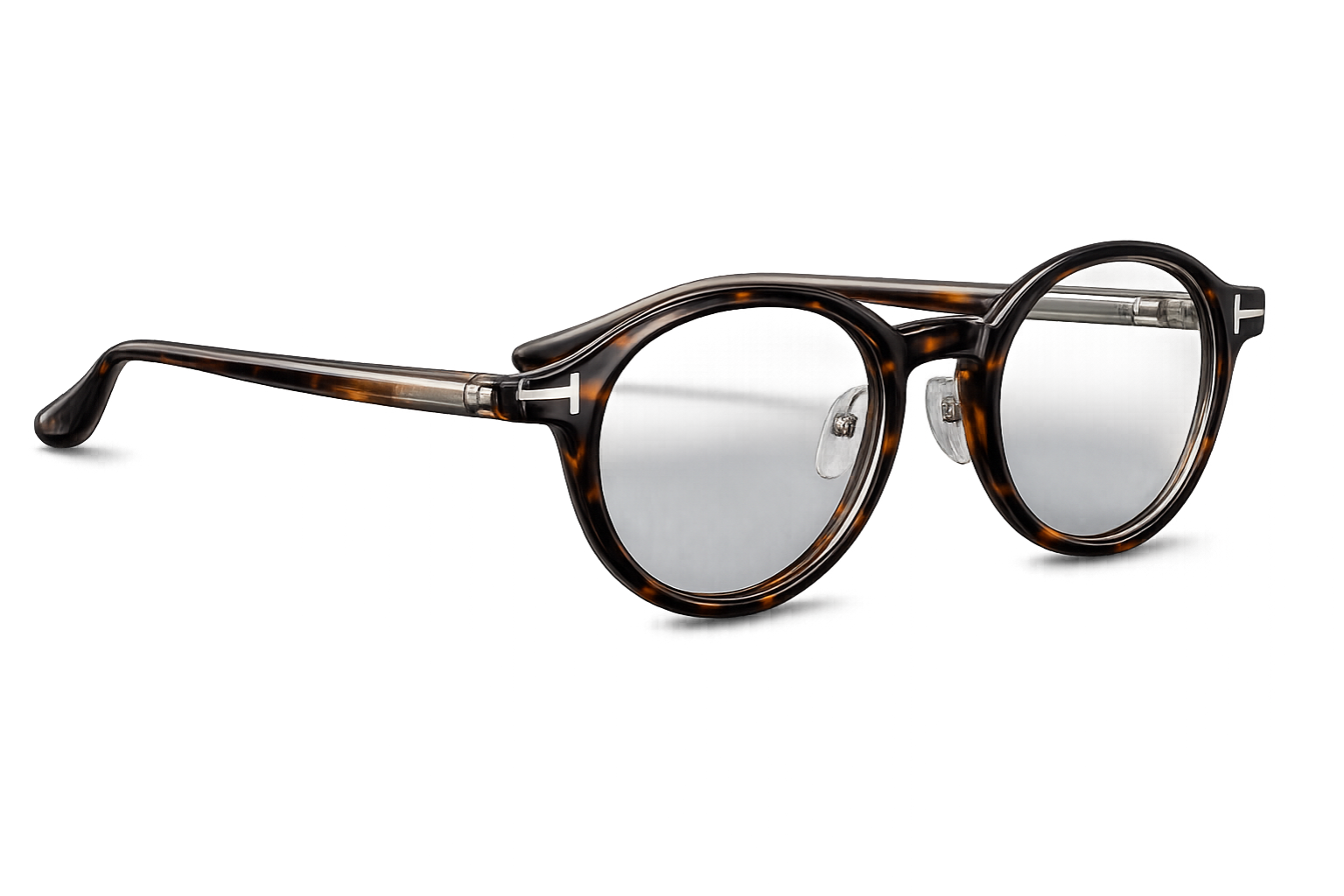 Tortoiseshell Round Acetate Eyeglasses with Metal T-Detail | Full-Rim Classic Optical Frames for Men & Women