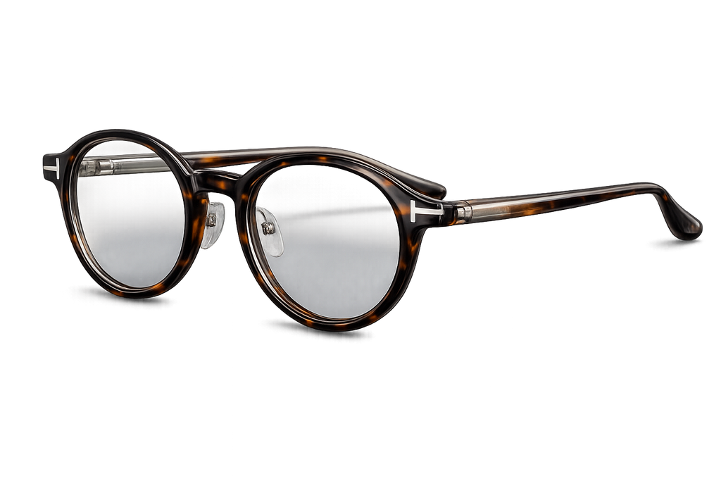 Tortoiseshell Round Acetate Eyeglasses with Metal T-Detail | Full-Rim Classic Optical Frames for Men & Women