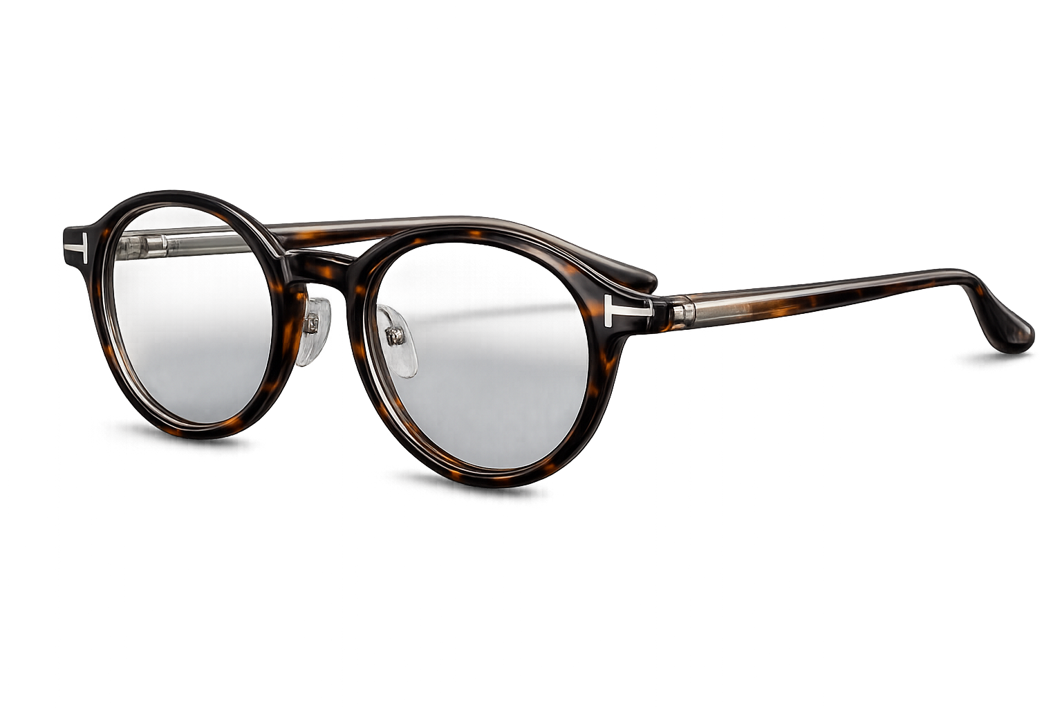 Tortoiseshell Round Acetate Eyeglasses with Metal T-Detail | Full-Rim Classic Optical Frames for Men & Women