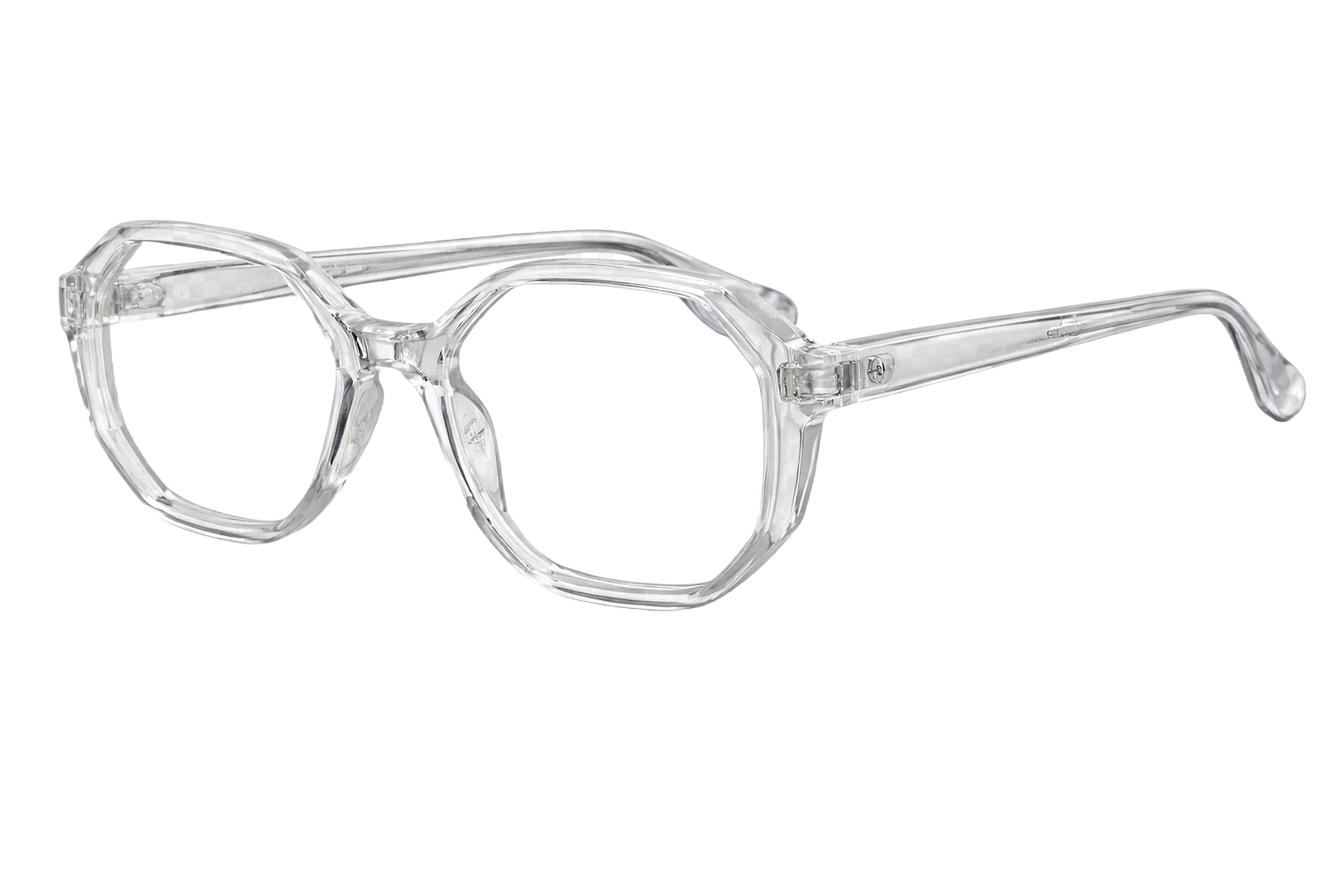 Clear Geometric Eyeglasses with Faceted Acetate Frame | Full-Rim Transparent Optical Frames for Men & Women