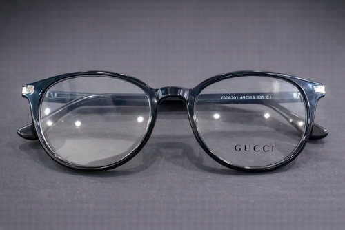 Dark Blue Round Eyeglasses with Gold Hinge Detail | Full-Rim Acetate Optical Frames for Men & Women