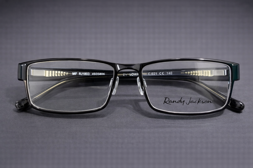Black Rectangular Eyeglasses with Green Accent Temples | Full-Rim Acetate Optical Frames for Men