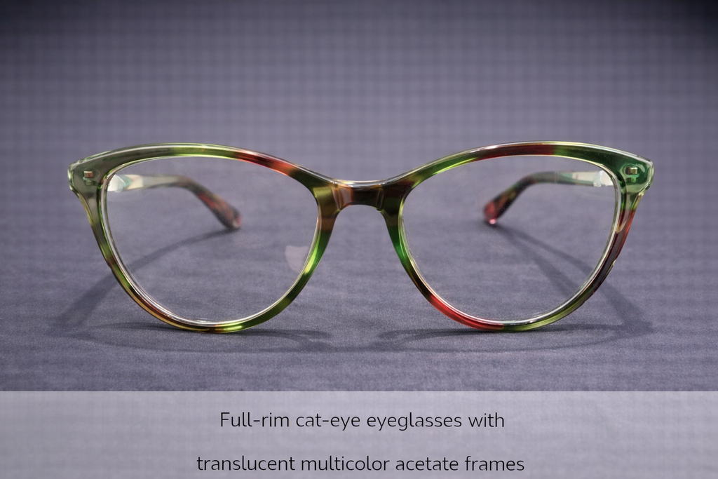 Full-Rim Cat-Eye Eyeglasses | Translucent Multicolor Acetate Fashion Frames