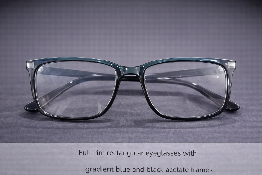 Full-Rim Rectangular Eyeglasses | Gradient Blue & Black Acetate Optical Frames