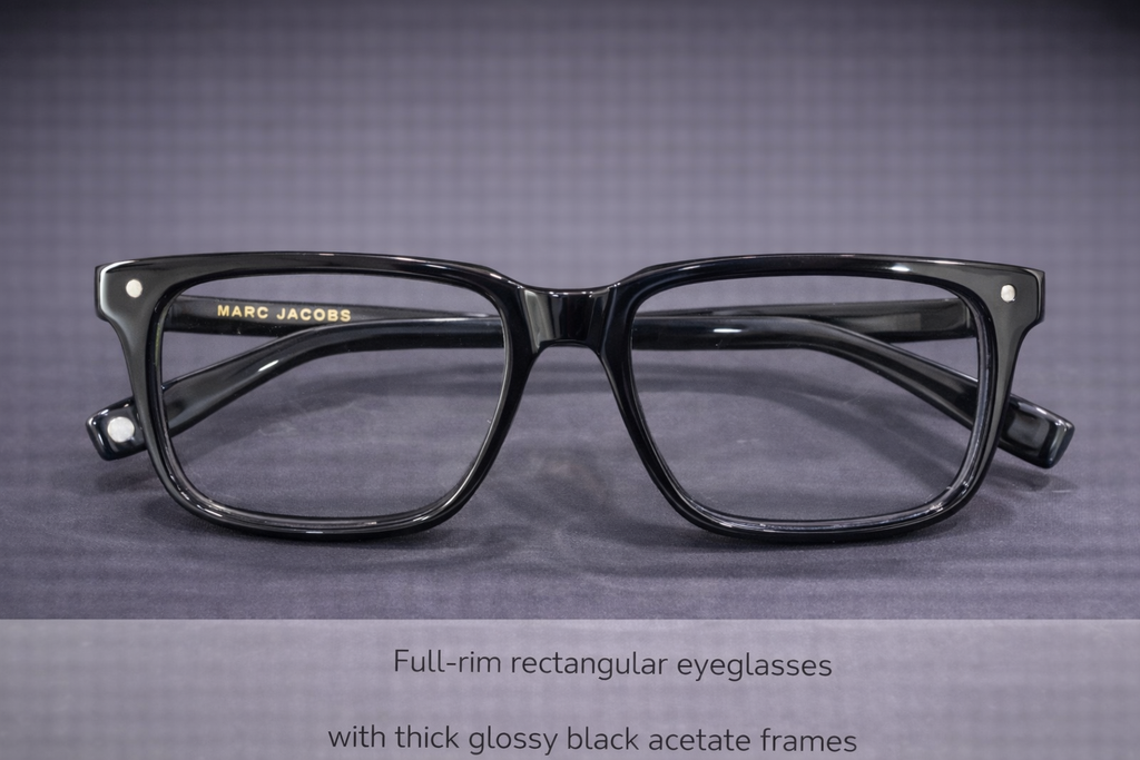 Full-Rim Rectangular Eyeglasses | Thick Glossy Black Acetate Optical Frames