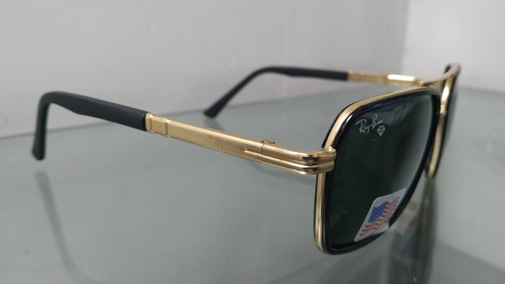 Square Sunglasses with Gold Metal Frame – Green Lenses UV Protection Unisex Designer Shades