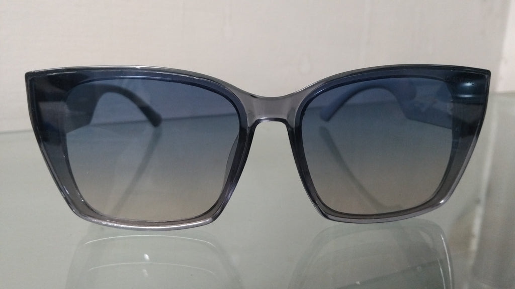 Square Sunglasses – Transparent Grey Frame with Monogram Temple Luxury Designer Shades