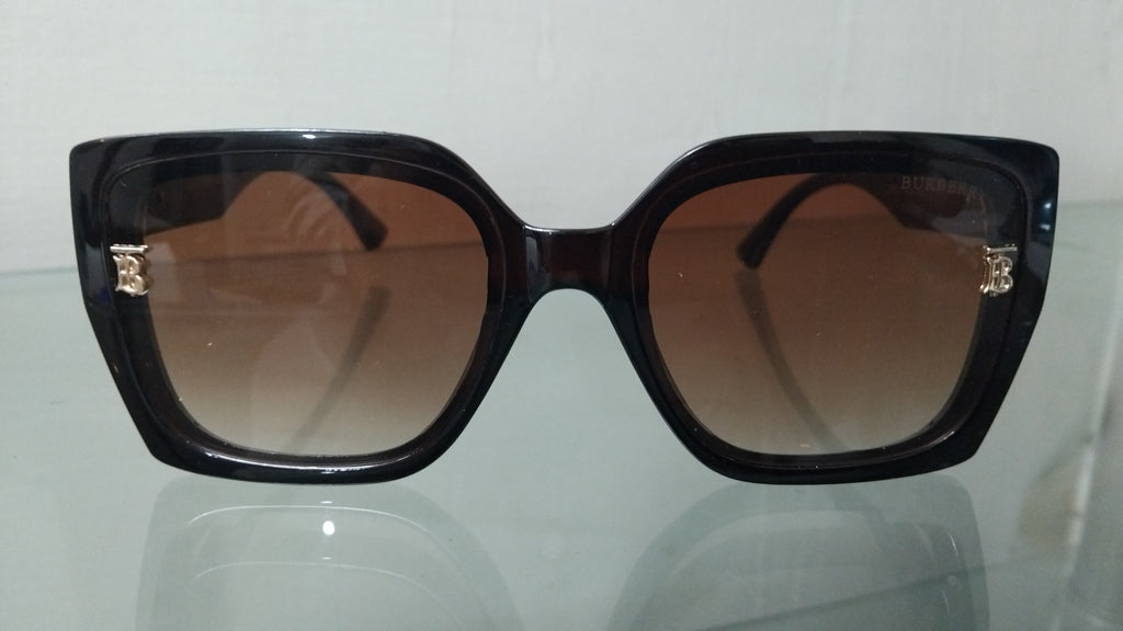 Square Sunglasses – Black Acetate Frame with Brown Gradient Lenses Luxury Designer Shades