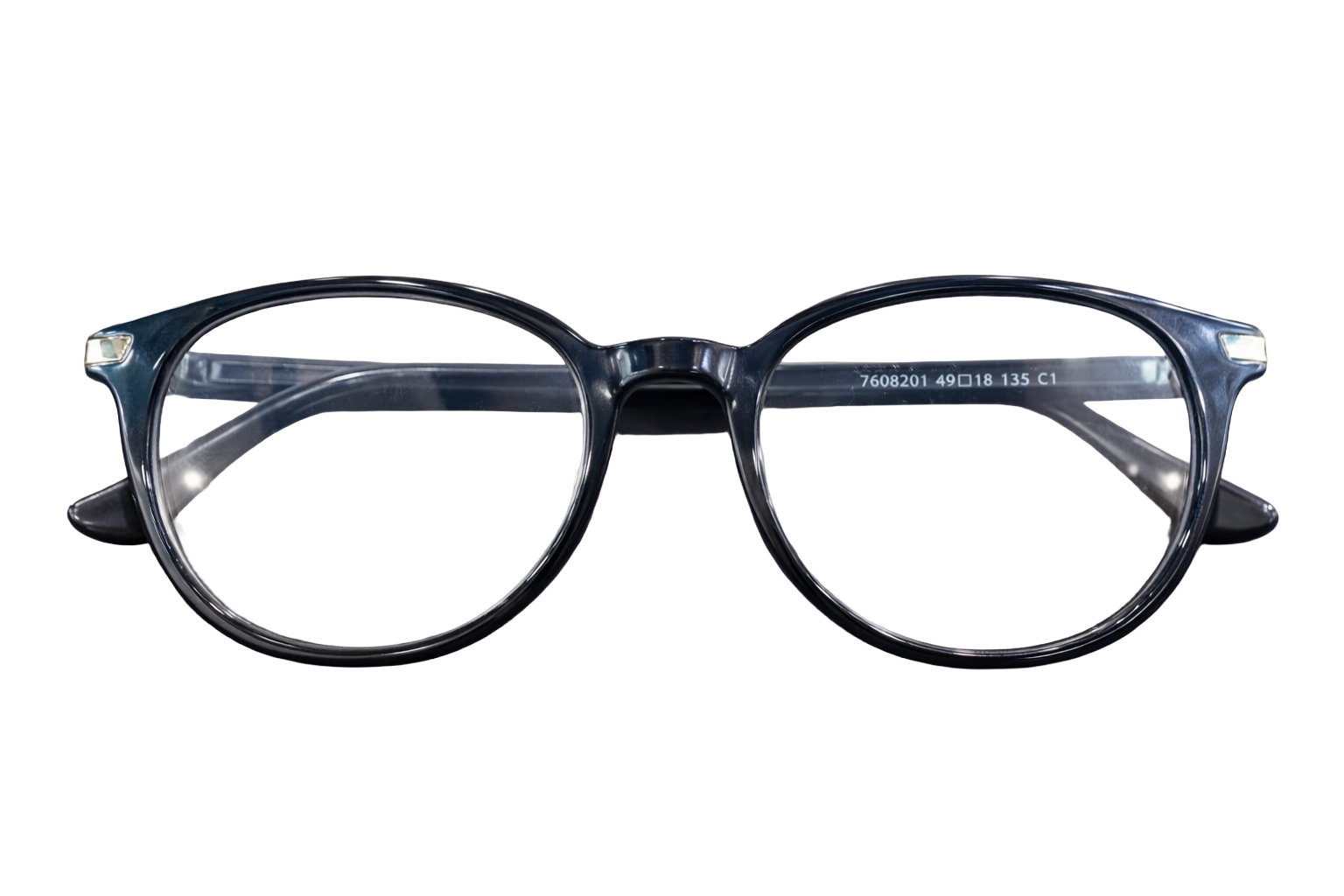 Dark Blue Round Eyeglasses with Gold Hinge Detail | Full-Rim Acetate Optical Frames for Men & Women