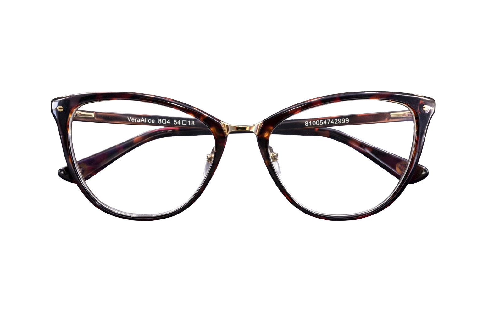 Vera Alice Full-Rim Cat-Eye Eyeglasses | Tortoiseshell Acetate Frames with Gold Accents