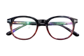 Black & Red Gradient Round Eyeglasses with Anti-Reflective Coated Lenses | Full-Rim Acetate Optical Frames for Men & Women