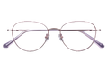 Full-Rim Round Eyeglasses | Rose Gold Metal Optical Frames with Clear Purple Temples