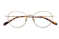 Full-Rim Round Eyeglasses | Gold Metal Optical Frames with Tortoiseshell Temple Tips
