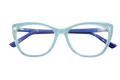 Full-Rim Cat-Eye Eyeglasses | Translucent Turquoise Acetate Frames with Deep Blue Temples
