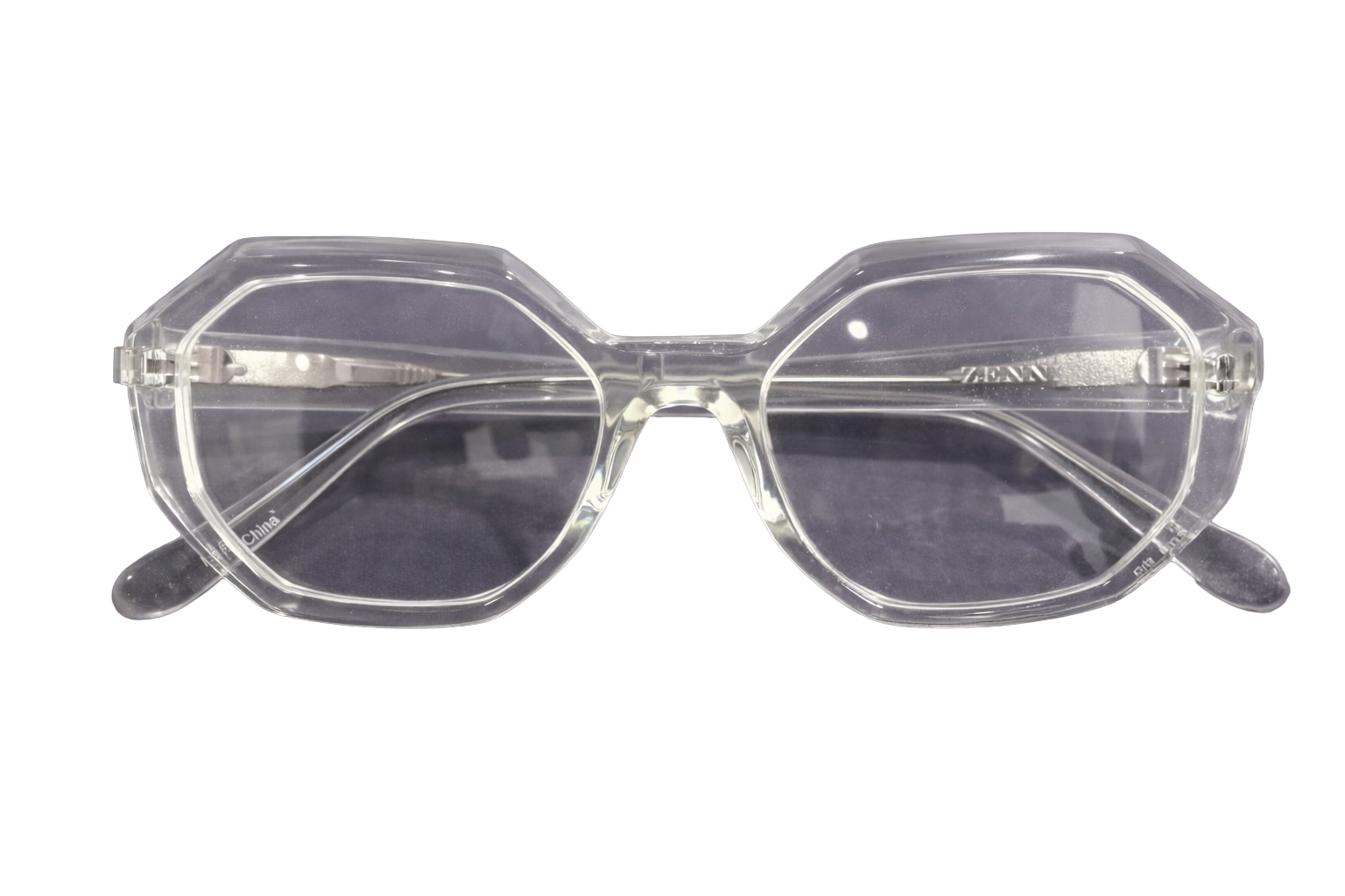 Clear Geometric Eyeglasses with Faceted Acetate Frame | Full-Rim Transparent Optical Frames for Men & Women