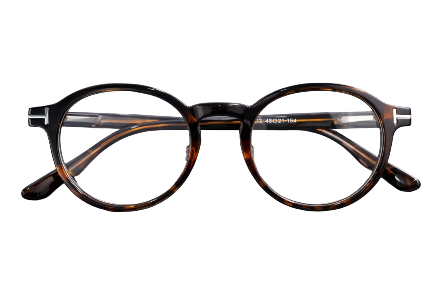 Tortoiseshell Round Acetate Eyeglasses with Metal T-Detail | Full-Rim Classic Optical Frames for Men & Women