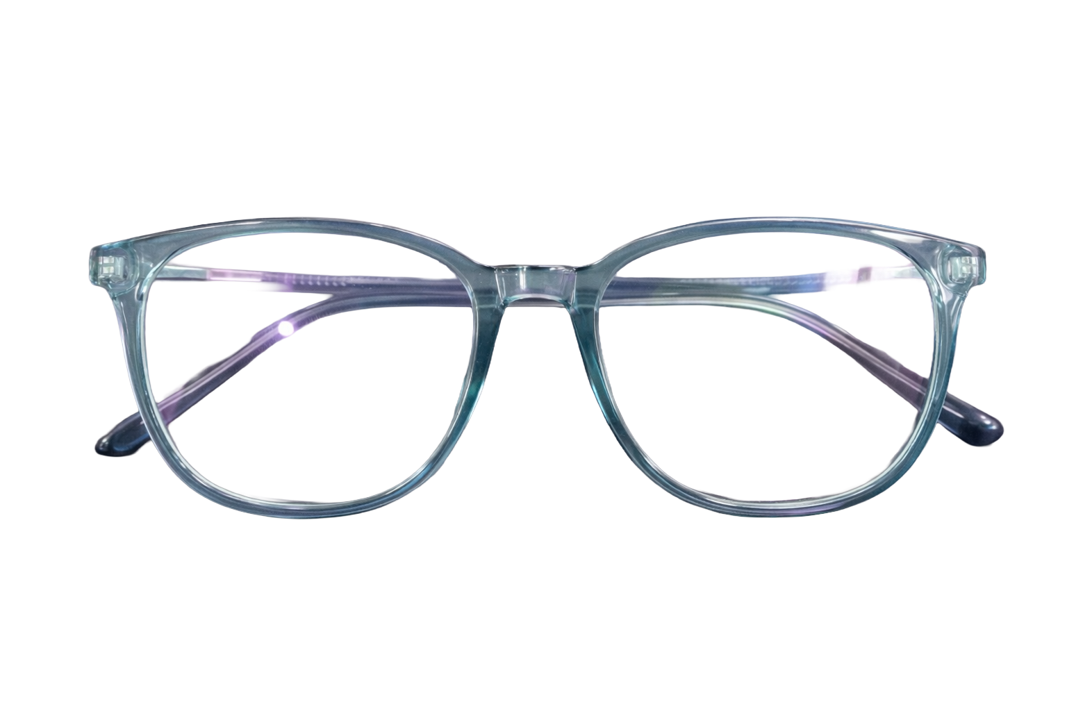 Teal Transparent Acetate Eyeglasses with Anti-Reflective Purple-Green Tint Lenses | Full-Rim Stylish Optical Frames