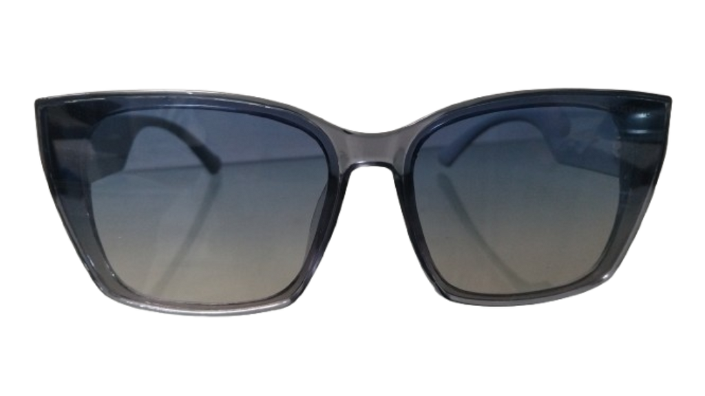 Square Sunglasses – Transparent Grey Frame with Monogram Temple Luxury Designer Shades