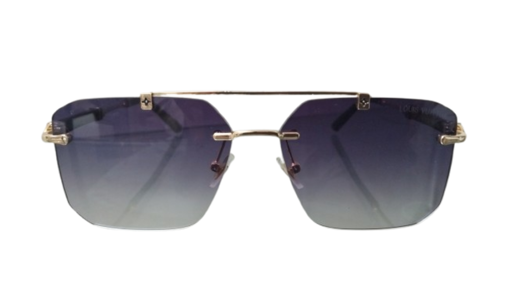Rimless Square Sunglasses with Gradient Purple Lenses – Luxury Designer UV Protection Shades