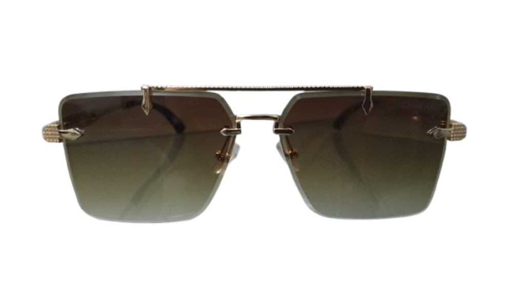 Rimless Square Sunglasses – Gold Metal Frame with Brown Gradient Lenses Luxury Designer Shades
