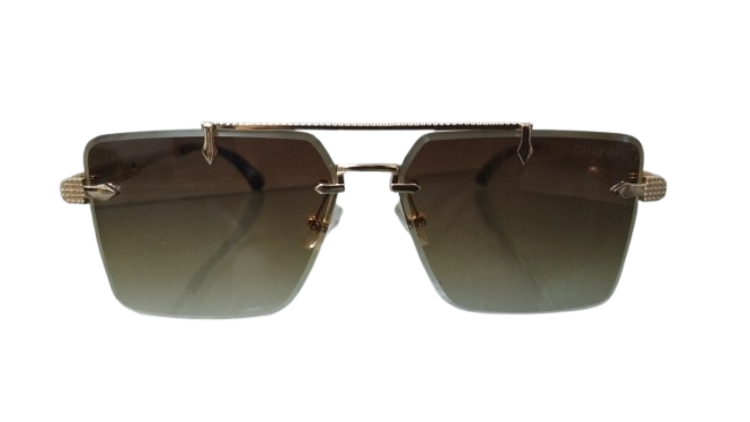 Rimless Square Sunglasses – Gold Metal Frame with Brown Gradient Lenses Luxury Designer Shades