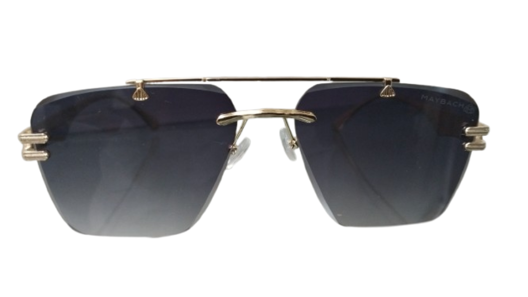 Rimless Square Sunglasses – Luxury Gold Metal Frame Designer Shades with Dark Lenses