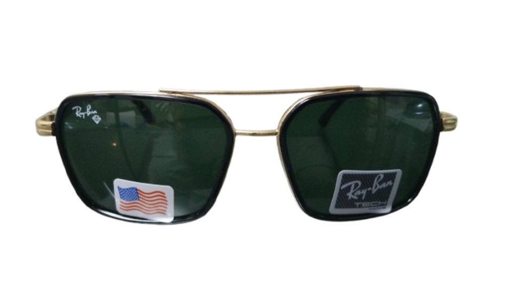 Square Sunglasses with Gold Metal Frame – Green Lenses UV Protection Unisex Designer Shades